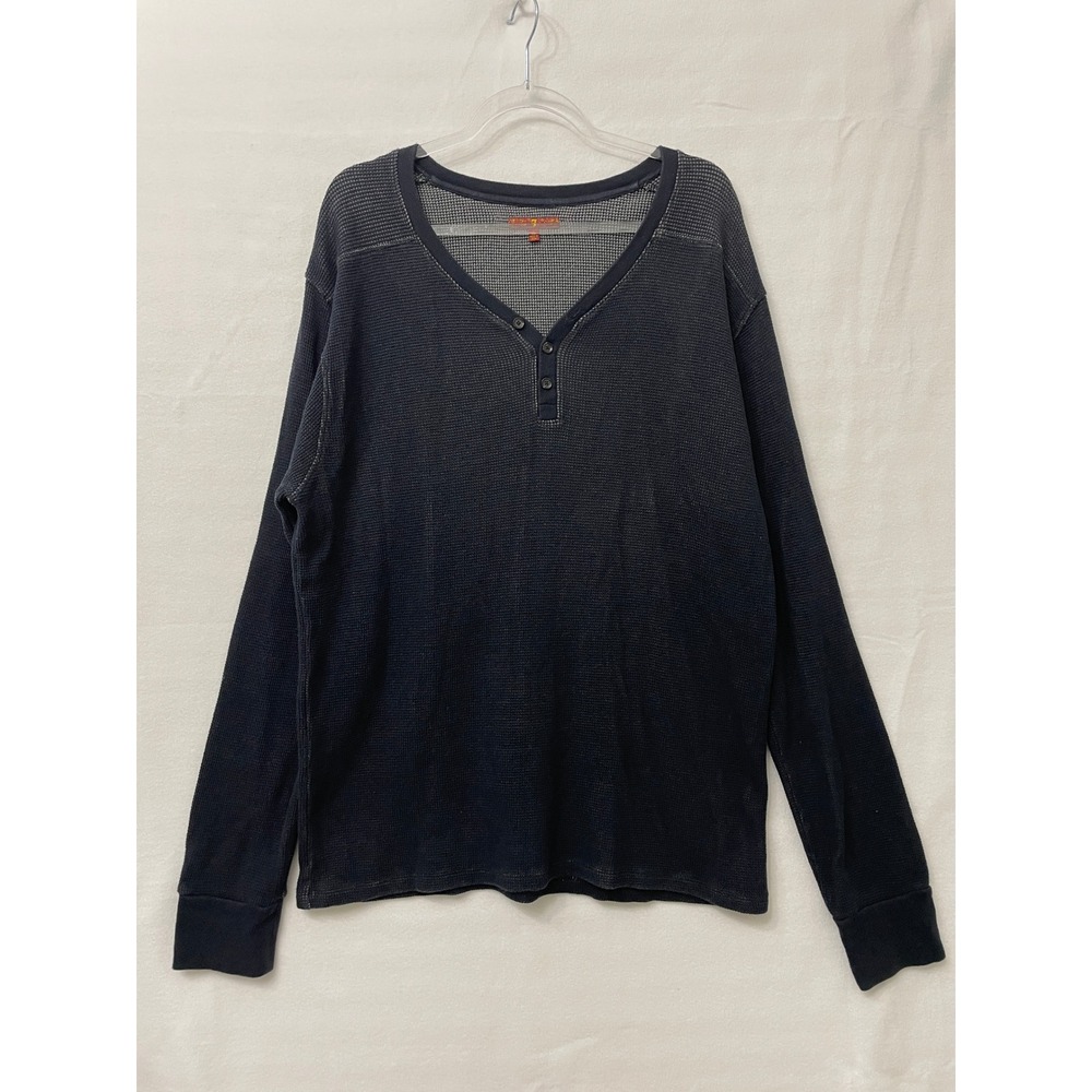 7 For All Mankind Mens Henley Top XL Thermal Waffle Knit Long Sleeve Cotton